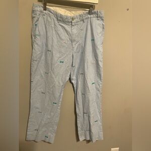 Men’s Bobby Jones blue white embroidered flat front pants size 38‎